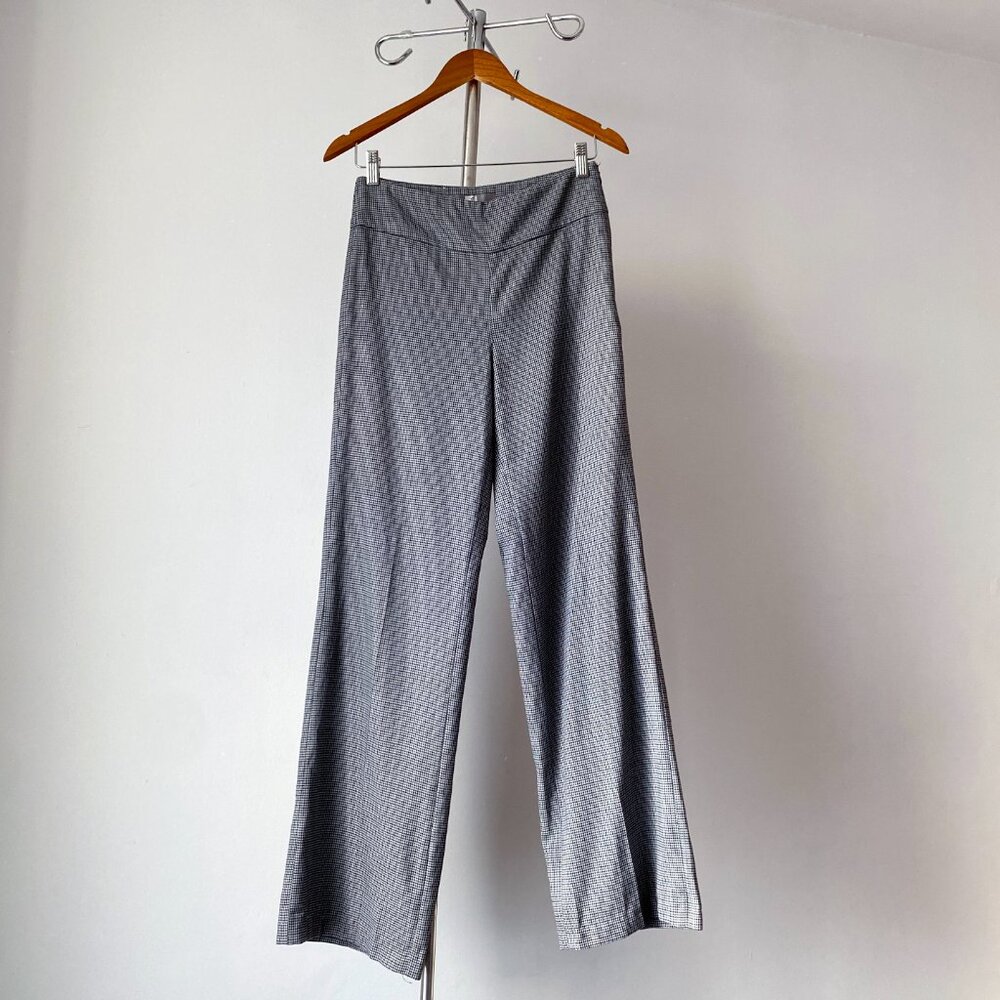 🍂 Gray & Black Houndstooth Vintage Y2K Mid Rise  Flared Trousers by Tristan